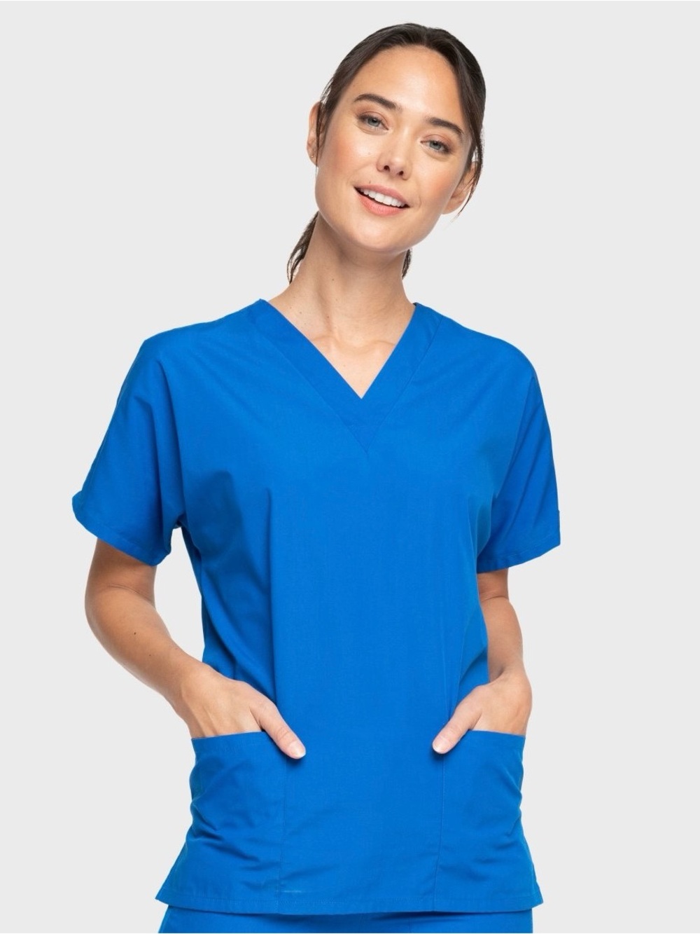 Cherokee Workwear Women’s Scrub Top, Size S, Royal Blue
